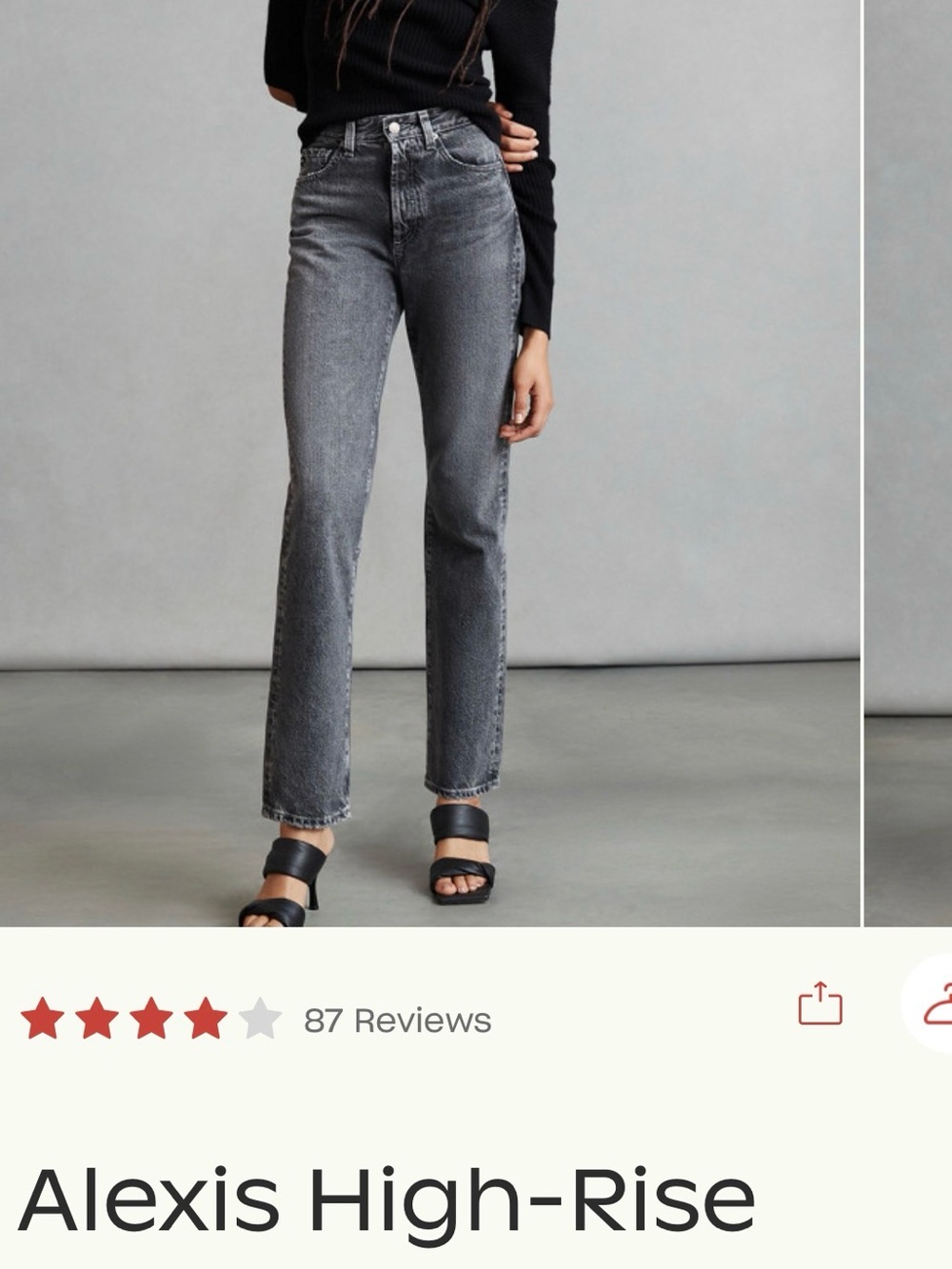 AG Los Angeles Alexis Straight-Leg Jeans in Gray / Charcoal